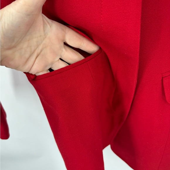 Hugo Buscati collection 100% wool hidden button closure long red blazer jacket 2 - Picture 5 of 9